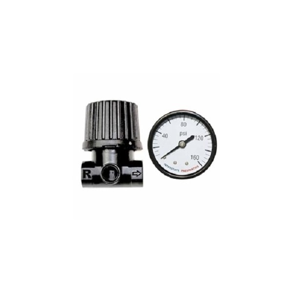 Interstate Pneumatics 1/4" Mini Metal IN-Line Regulator - In 150psi - Out 125psi - w/1-1/2" Dial Gauge (Flow: Rght to Lft) WR1120RLG-D - main